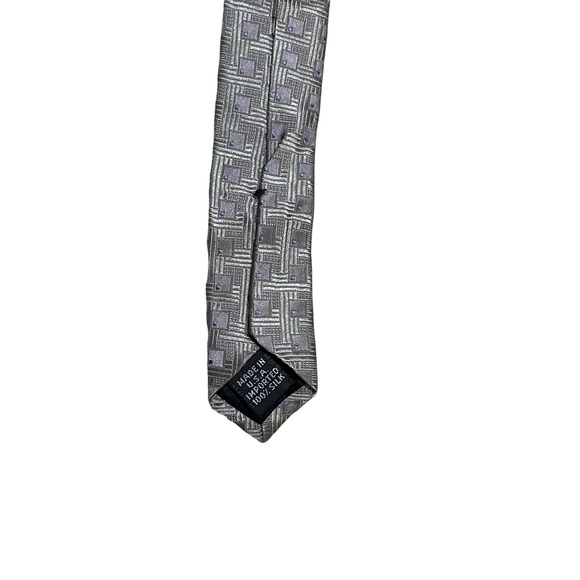 Geoffrey Beene Mens Tie Green‎ Geometric Pattern 100% Silk 58.5"L X 4"W - Picture 5 of 5